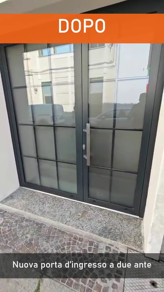 Video prima e dopo: porta d’ingresso a due ante a Cortemaggiore